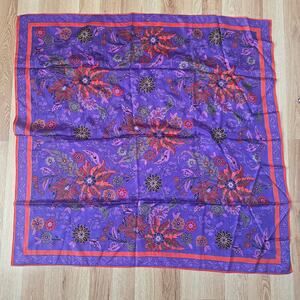 Vintage Specialty House 100% Silk Scarf – Purple Red Floral Print Made in Japan